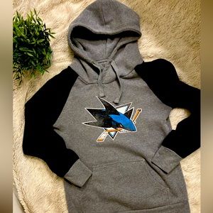 2-$30 or 1-$20 NHL Fanatics San Jose Sharks Women's Raglan Hoodie, size small